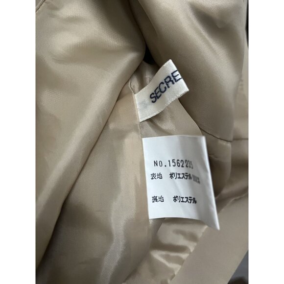 Womens Beige Belted Jacket With Snap Button Closure & Collared Neckline Size M - Picture 3 of 7